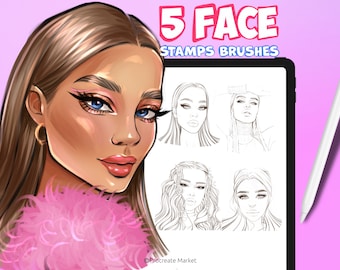 Procreate Female Portrait Stamp Brushes (Part 8)