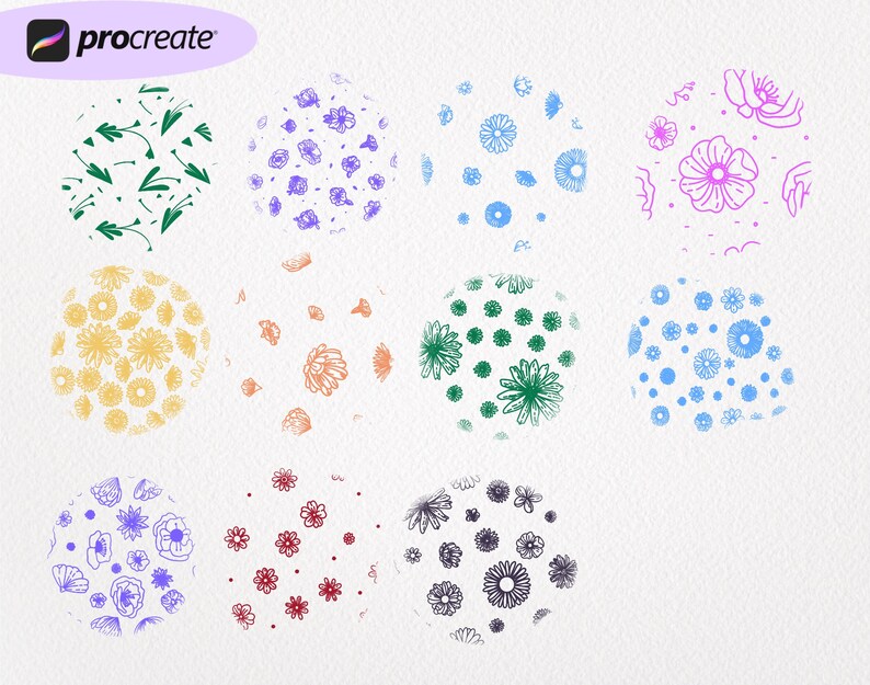 Pocreate Flower Stamps Procreate Floral Brushset Procreate - Etsy