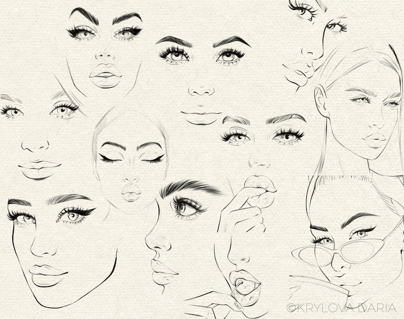 Face Stamp Brushes Procreate Face Template Drawing Template Etsy