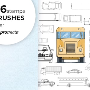 Car Stamp Brushes Procreate arhitecture Brush, Drawing Template for Artists. Sample urban plan