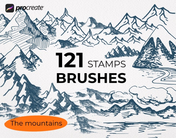 121 Procreate Mountain Stamp Brush Mountain Silhouette Etsy New Zealand