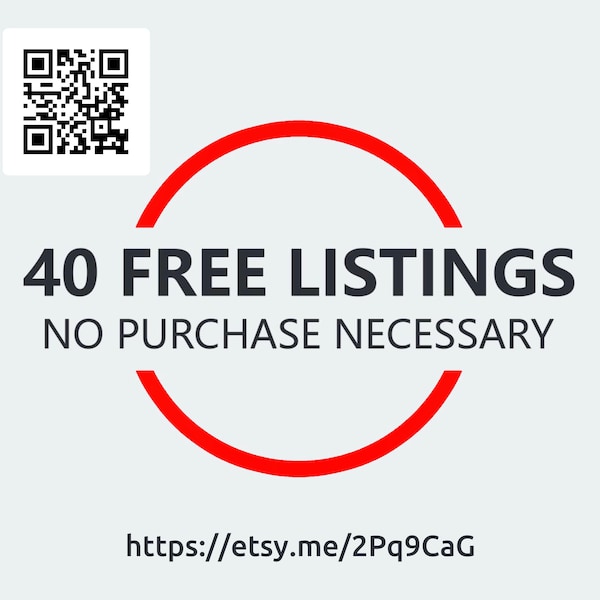 40 FREE Listings, Opening an Etsy Shop, Etsy Shop Link, Etsy Registry, Etsy Listing Credits, New Etsy Shop