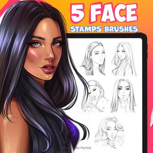 Procreate Female Head Stamps Part -1 | Procreate Woman Head Stamp Brushes | Procreate Girl Head Stamp Brushes | Procreate Face Brushes
