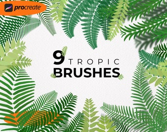 Tropical Leaves Procreate | Procreate Jungle leaves brush set | Botanical Stamps Procreate