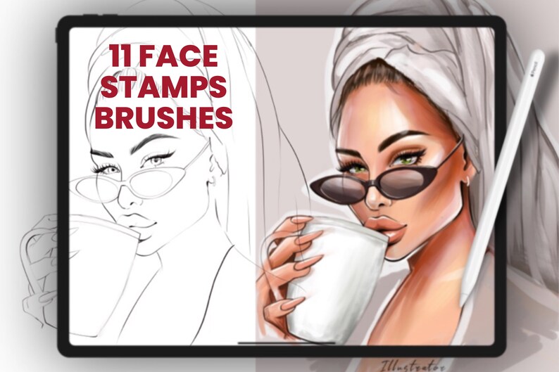 Face Stamp Brushes Procreate Face Template Drawing Template Etsy