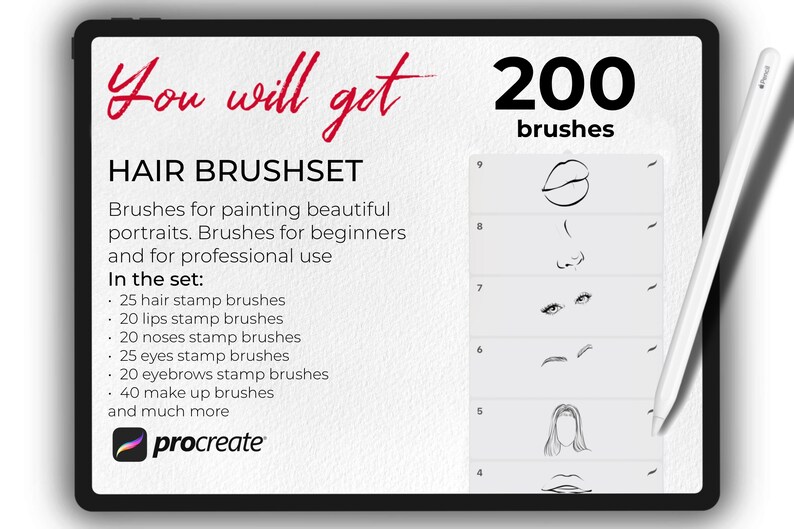 Procreate Face Brushes Procreate Portrait Brushes Eyes Etsy