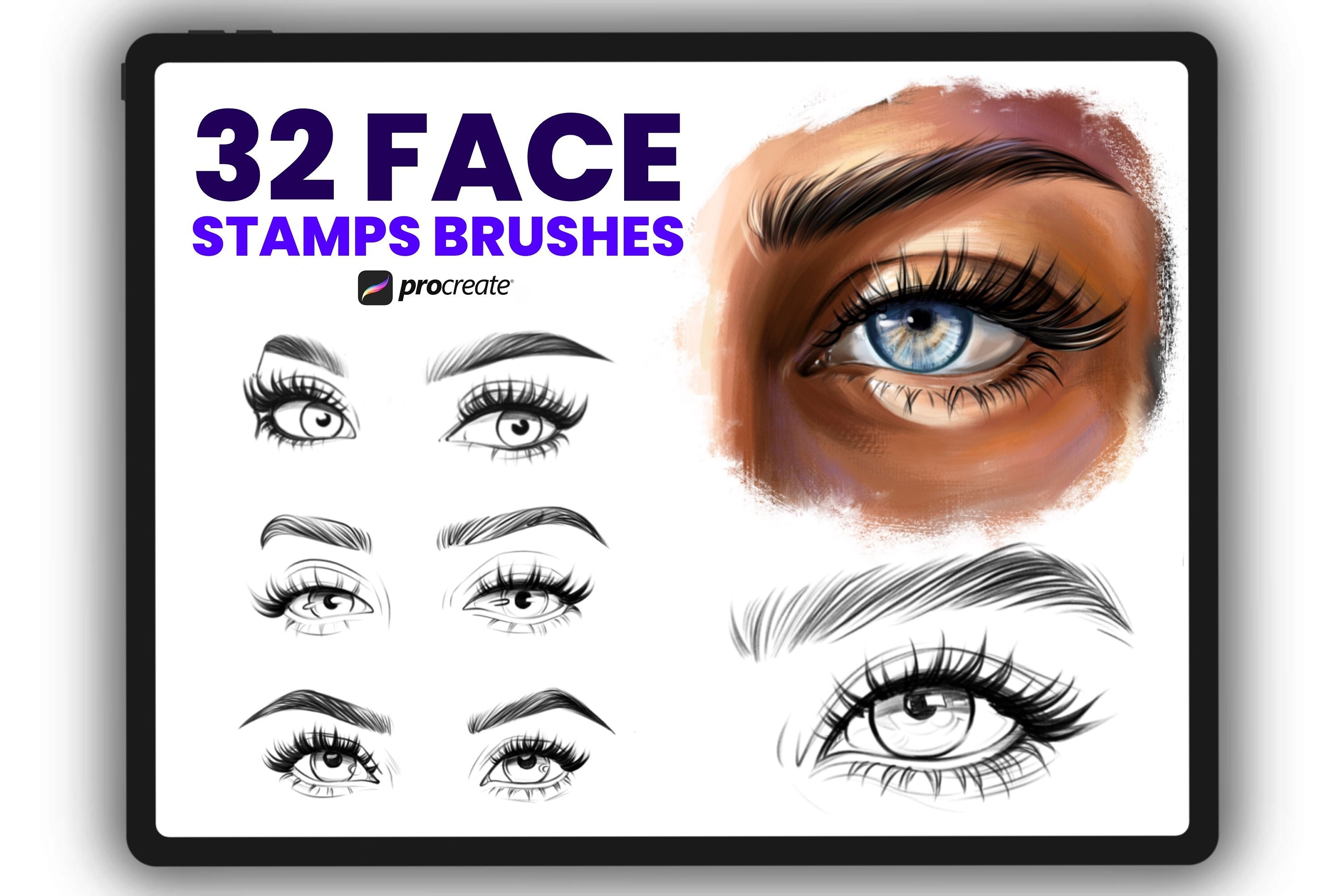 Procreate Eyes Brushes | Eyes Brush Set | Eyes Templates For Artists | Eye Stamps Procreate