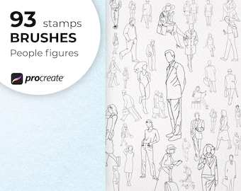 Figuras arquitectónicas personas procrean pinceles.