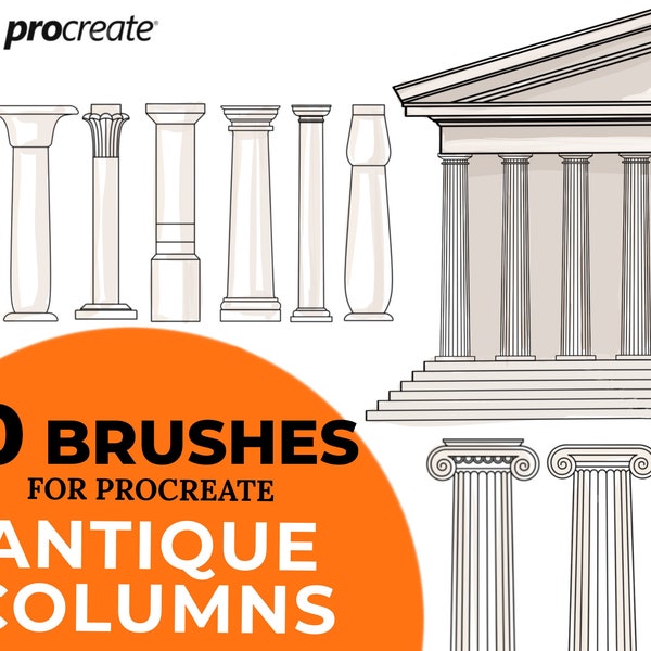 Antique columns Stamp Brushes Procreate arhitecture Brush,  urban plan procreate