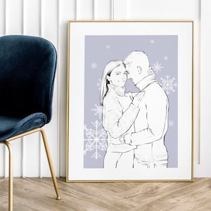 Custom Portrait |Custom Couple Line Drawing | Personalized Gift | Wedding Portrait | Custom Family Portrait | line art portrait | love