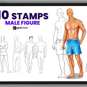 Procreate stamps brushes, Figure brushes for Procreate, Procreate stamps, Procreate brushes, Procreate figure brushes, Procreate male poses