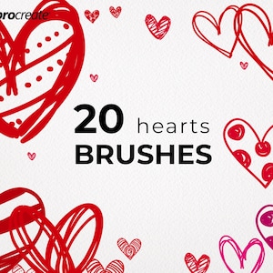 Procreate Heart Stamps, 20 Procreate Brushes, Hearts Procreate Stamp Brushes, Heart Brushes, Valentine Brushes, Procreate Valentines, Hearts