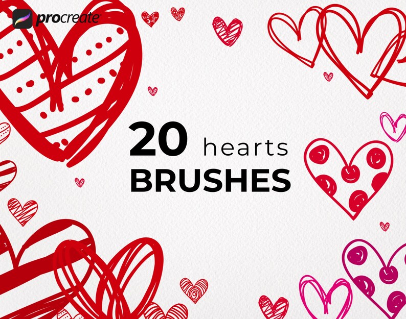 Procreate Heart Stamps 20 Procreate Brushes Hearts Procreate Etsy