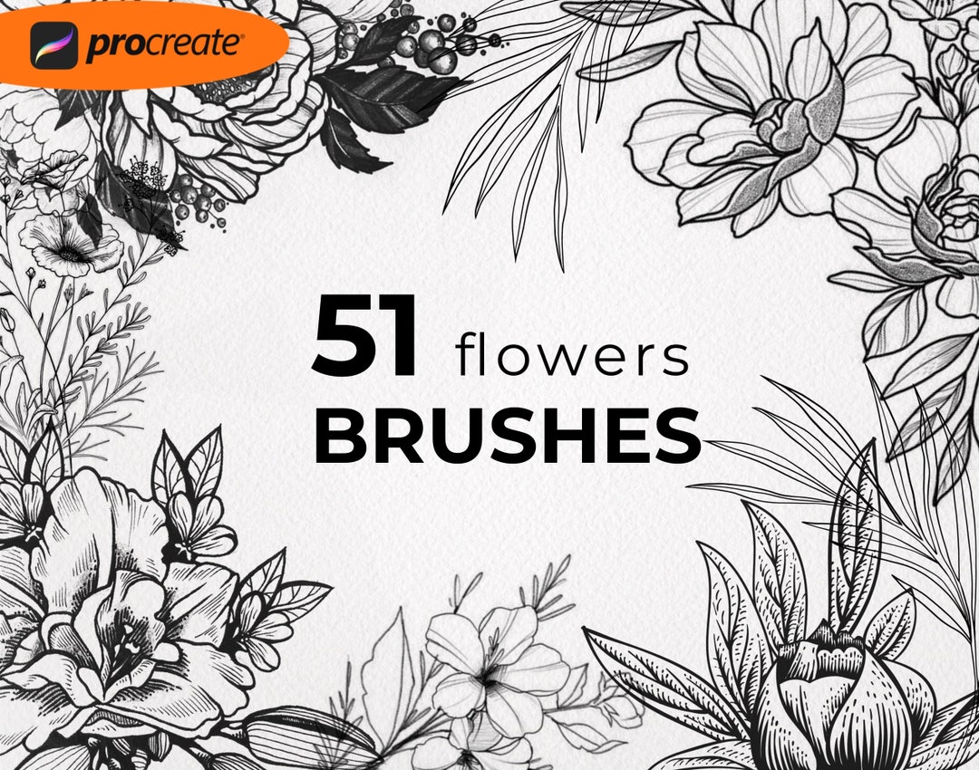 51 Procreate Brushes, Tattoo Flower Procreate Brushes, Brush for Help ...