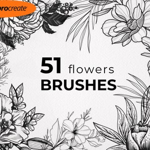 51 procreate brushes, tattoo flower Procreate Brushes, brush for help,botanical flowers Brush Stamps, commercial use