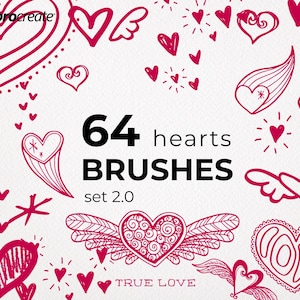 Procreate brushes Heart Stamps, 64 Procreate Brushes, Hearts Procreate Stamp Brushes, Heart Brushes, Valentine Brushes, Procreate Valentines
