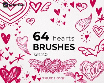Procreate Pinsel Herzstempel, 64 Procreate Pinsel, Herzen Procreate Stempel Pinsel, Herz Pinsel, Valentinstag Pinsel, Procreate Valentinstag