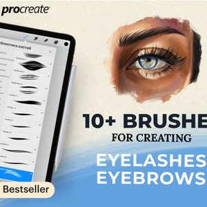 Procreate eyebrows eyelashes +1 stamps Procreate brushes Ipad portrait Digital art Bonus brashset  brush