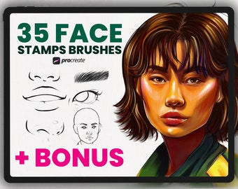 Portrait stamp brushes for Procreate | Hair brushes Procreate | Eyes stamp brush | Procreate brushes | Procreate portrait stamps | Procreate