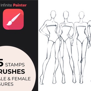 Infinite painter Realistic Body Poses Stamps. Painter Body Guide Stamps. Infinite painter Body Proportions Brushes