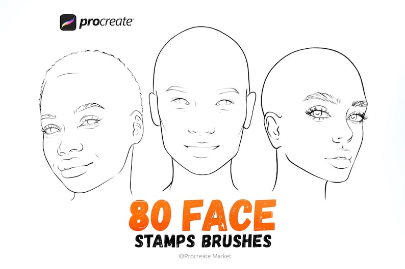 Face Stamp Brushes Procreate Face Template Drawing Template Etsy