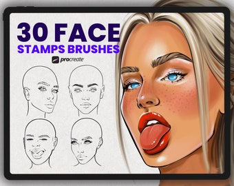 Procreate Portrait brushes | Procreate Face Stamp Brushes | Eyes Stamp brush | Face Stamp Brushes procreate | Head stamp brushes | Procreate