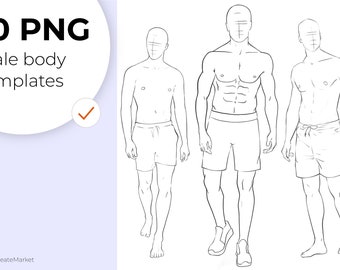 Fashion Figure Templates, Fashion male Body Template, Drawing Template for Clothing Designers