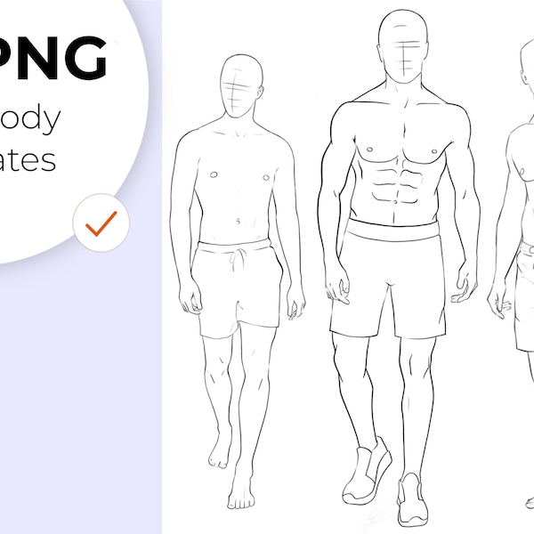 Fashion Figure Templates, Fashion male Body Template, Drawing Template for Clothing Designers