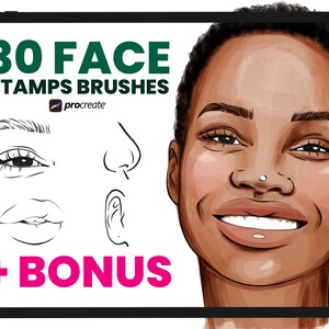 Face Stamp Brushes Procreate, African Women, Black female face for procreate, Sample Faces Portrait