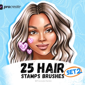 Hair Procreate brushes | Procreate Stamp hair brushes | Procreate portrait brushes | Hairstyles manga
