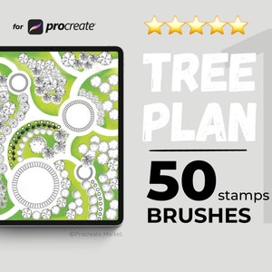 50 procreate tree brushes, tree stamp set, procreate brush pack, landscape element brush, procreate architecture, landscape stamp