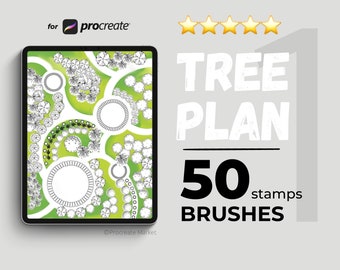50 procreate tree brushes, tree stamp set, procreate brush pack, landscape element brush, procreate architecture, landscape stamp
