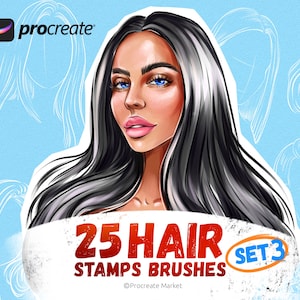 Procreate Hair Stamps Brushes | Portrait brushes | hairstyle brushes for procreate | Create portrait brushes