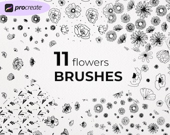 Pocreate Flower Stamps | Procreate Floral Brushset | Procreate Stamp Brushset | Commercial Use Included