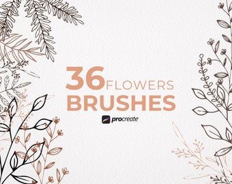 Procreate Botanical Stamps | Floral Procreate Stamps | Procreate Flowers | Prpcreate Stamps