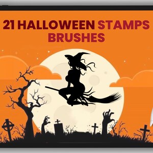 Procreate borstels Halloween, Pompoenen, Jack-o-Lantern, cover Halloween, bundel pack