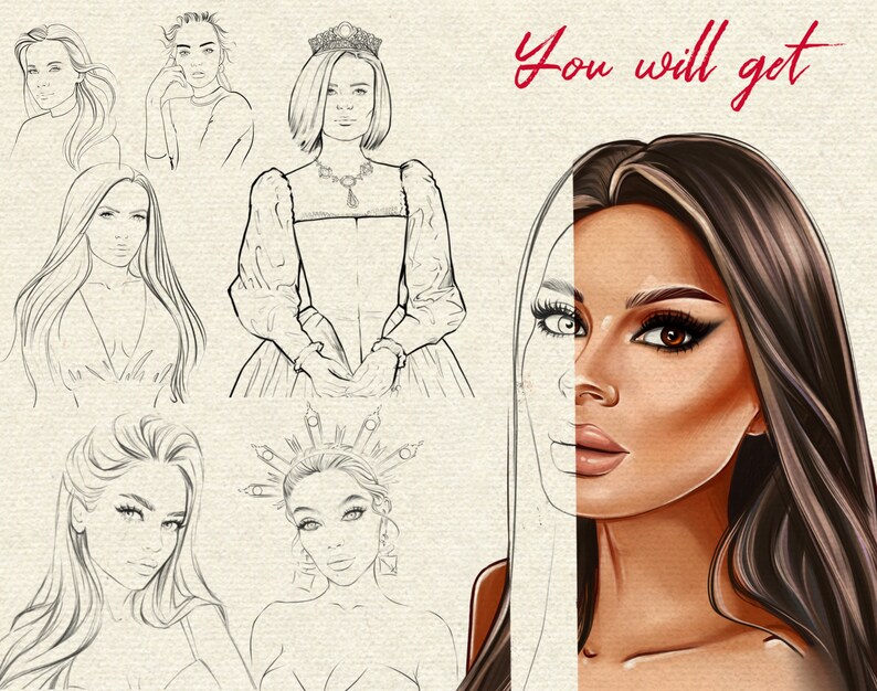 Face Stamp Brushes Procreate Face Template Drawing Template Etsy