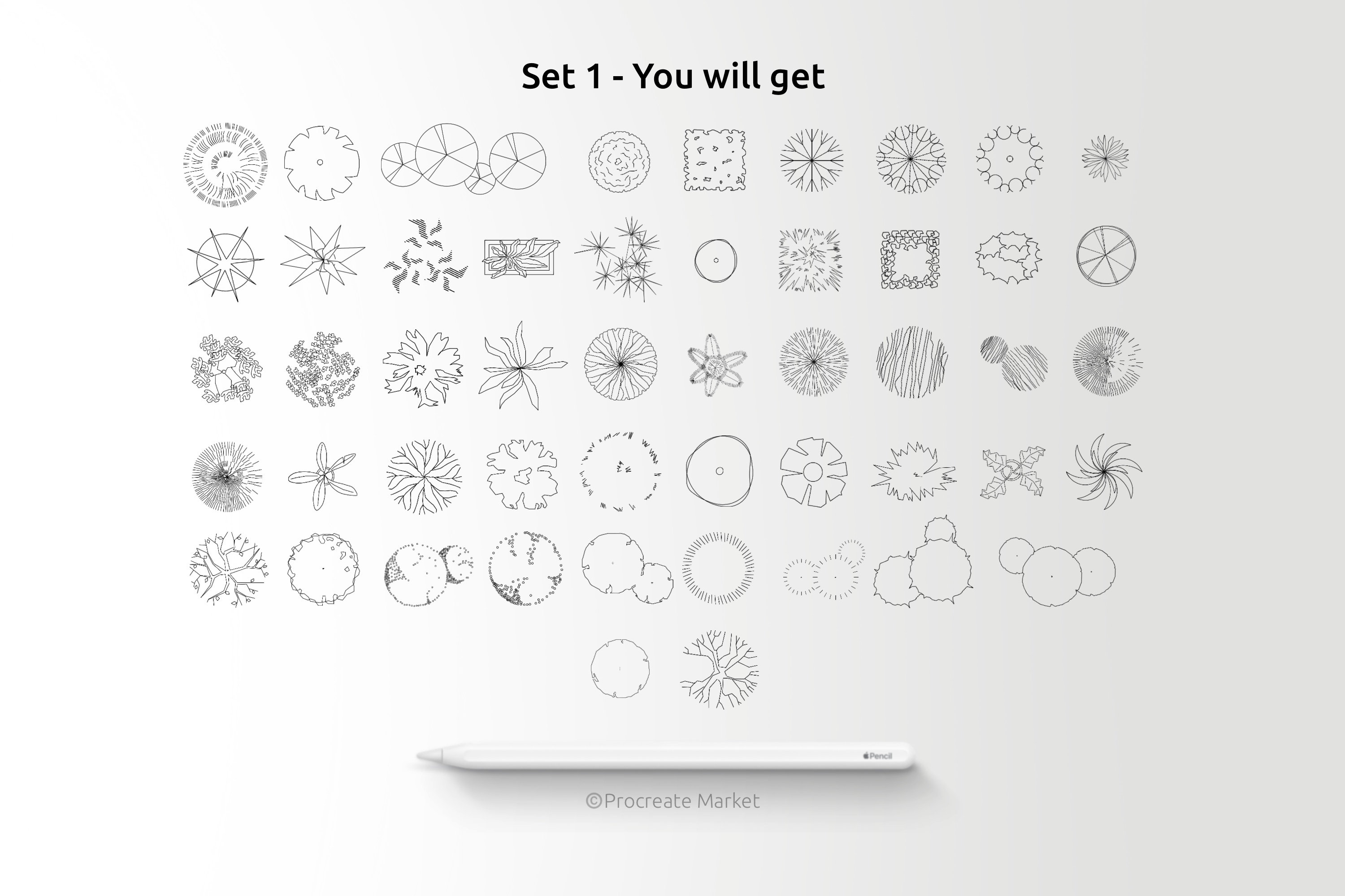 50 Procreate Tree Brushes, Tree Stamp Set, Procreate Brush Pack ...