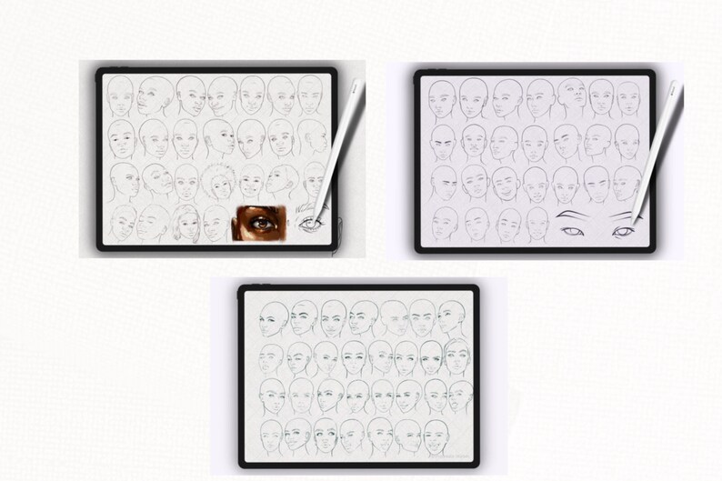 Face Stamp Brushes Procreate Face Template Drawing Template Etsy