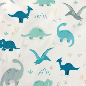 14.90 EUR/meter Fabric cotton Dino, fabric for children, turquoise - mint