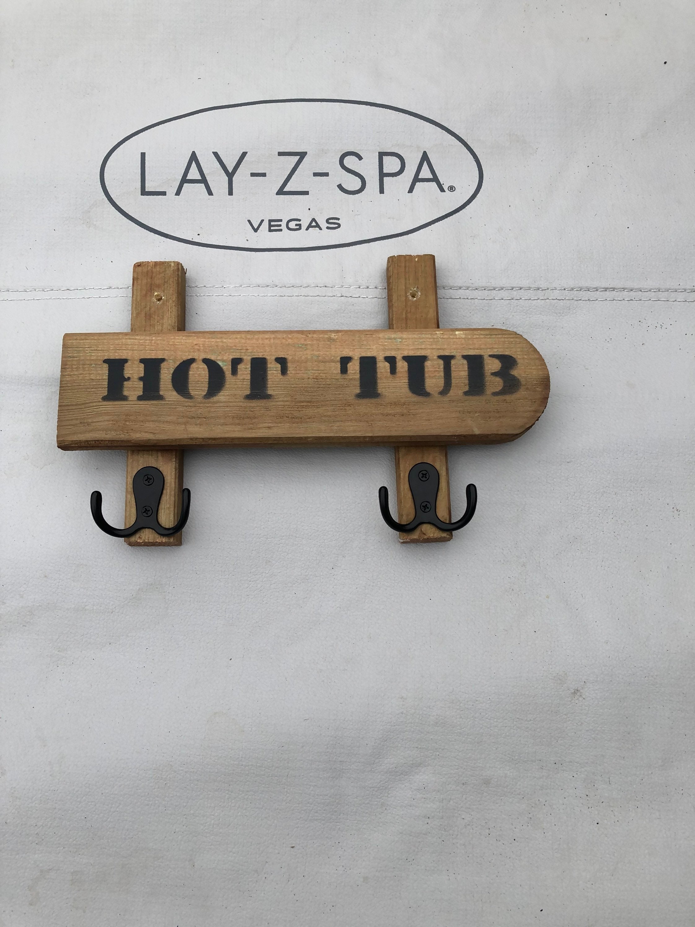 Wooden hot tub sign with hooks to hang your towels robe or Etsy