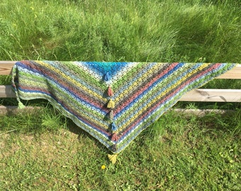 Elegant crochet multicolored shawl