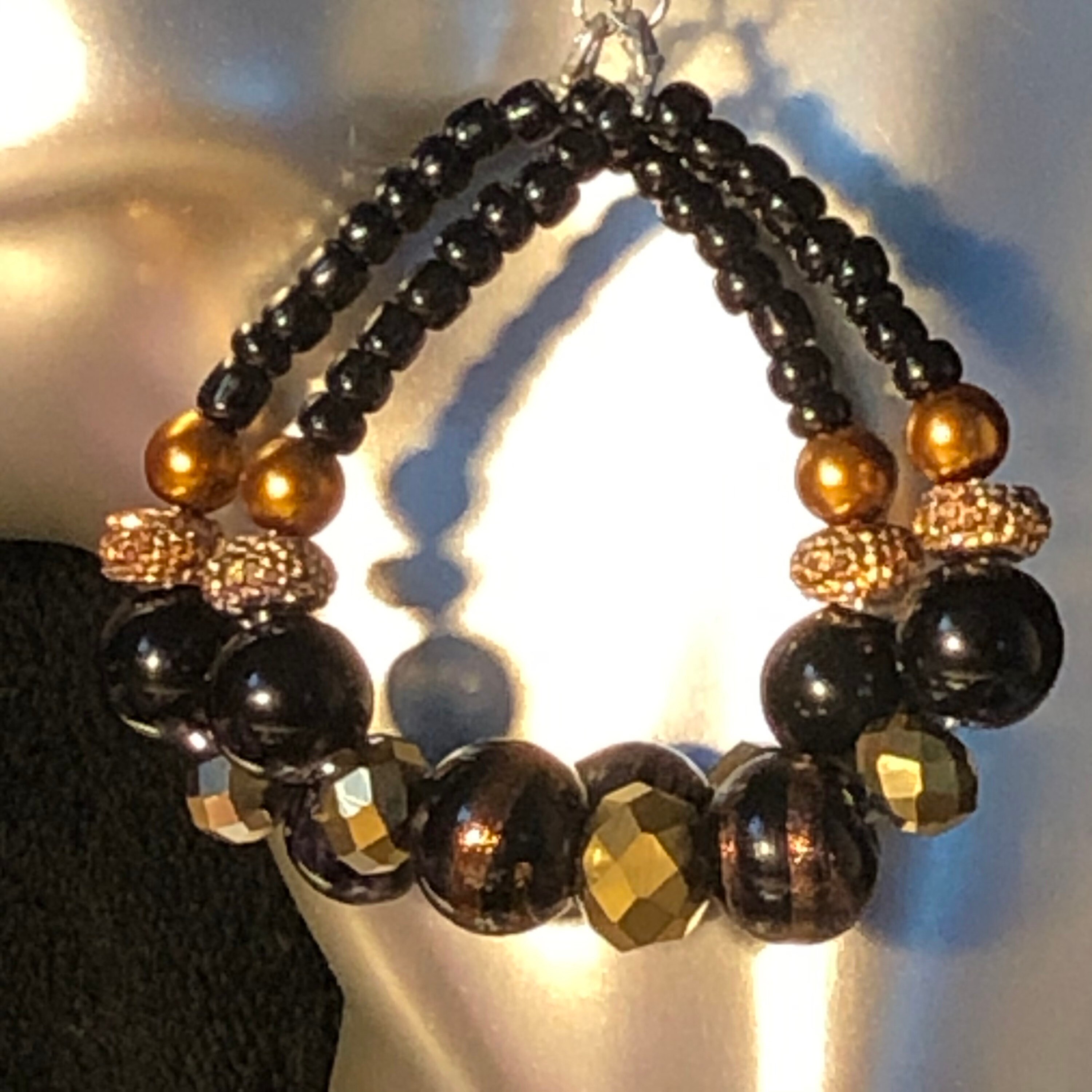 Black and Gold handcrafted earrings. Etsy