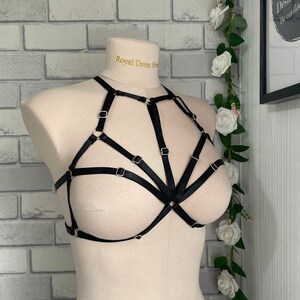Black chest harness. Fully adjustable. Available in other colours. Matching panties also available