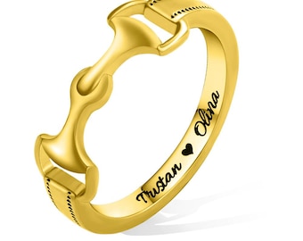 Personalized Snaffle Bit Ring: Sterling Silver Equestrian Jewelry
