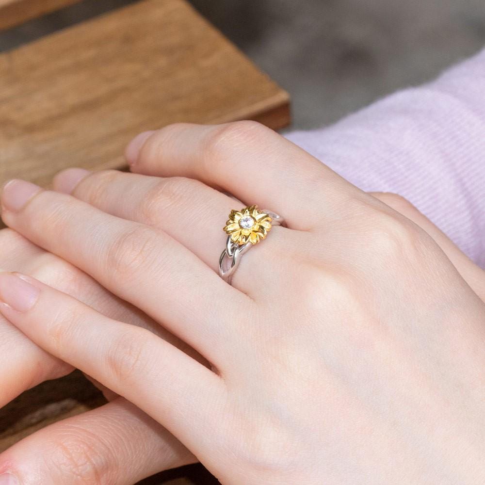 Personalized Sunflower Ring: Sterling Silver, Custom Birthstone Jewelry ...