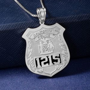 Customized Police Badge Necklace| Police Retirement Gift|Police Badge Necklace|Customized Police Badge Number Necklace|Police Officer Gifts