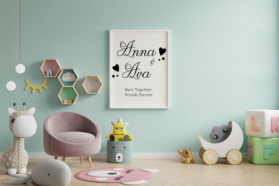 Twin Nursery Print Boy Girl Twins Wall Art Twins Baby Etsy