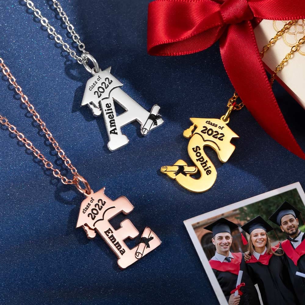 Graduation Initial Personalized Graduation Initial Necklace|class of 2023 Graduate Gift ...
