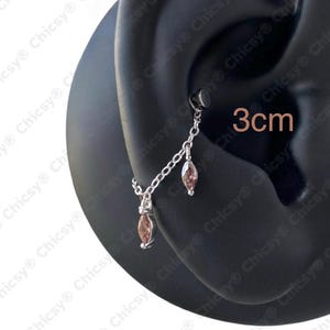Brun Marquise CZ Piercingkedja: Industriell broskkedja i sterlingsilver med helixform, 18K gult rosé- eller vitguldfinish 16G 18G 20G